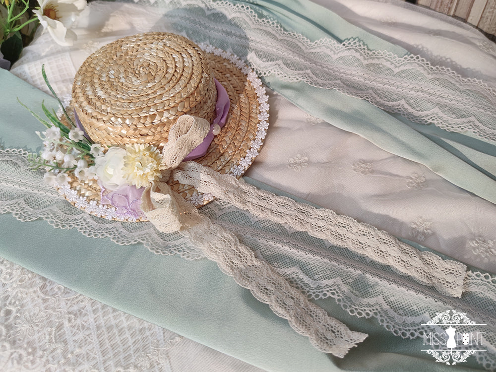 [Simultaneous purchase only] Suzuran flower embroidery bonnet, hat, headband