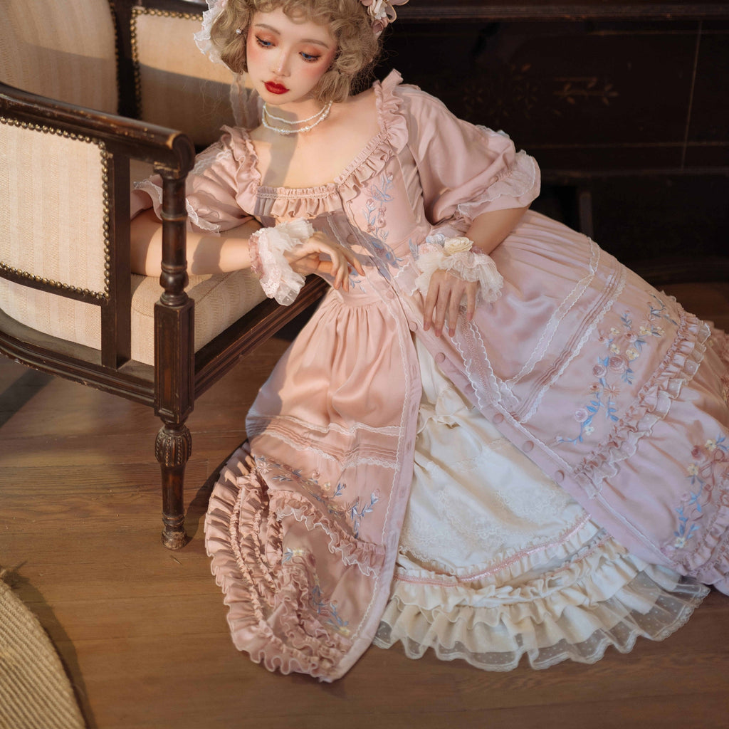 Rose embroidery garden princess dress full set