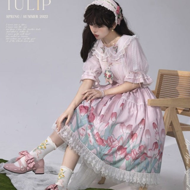 Kimono style dress with Japanese style maid apron