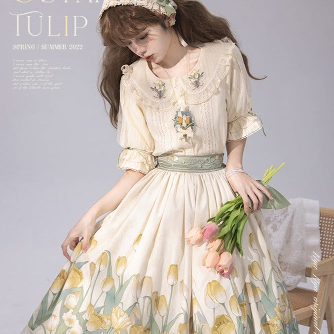 Kimono style dress with Japanese style maid apron