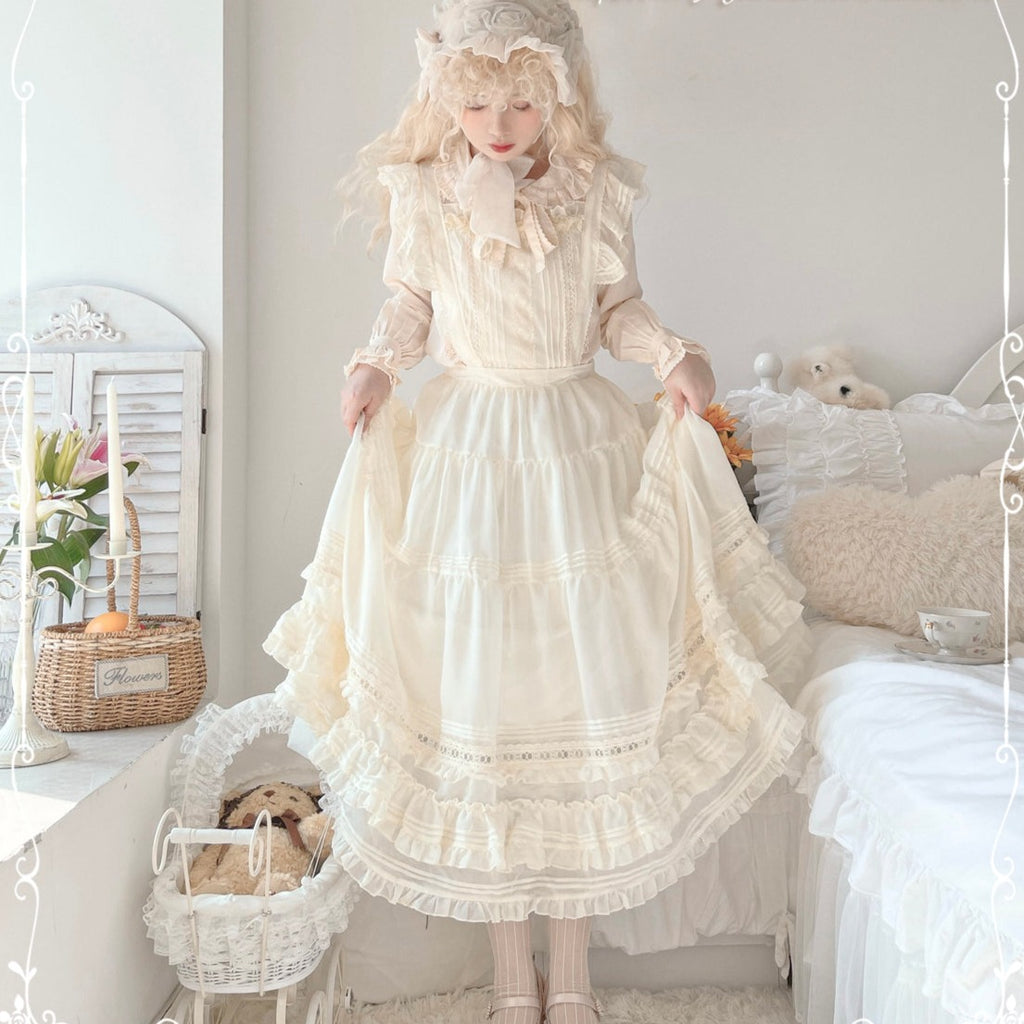 [Outlet] French girly 2way apron skirt [with flared sleeves]