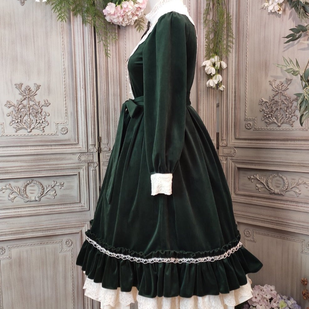British Classical Lolita Velvet Dress