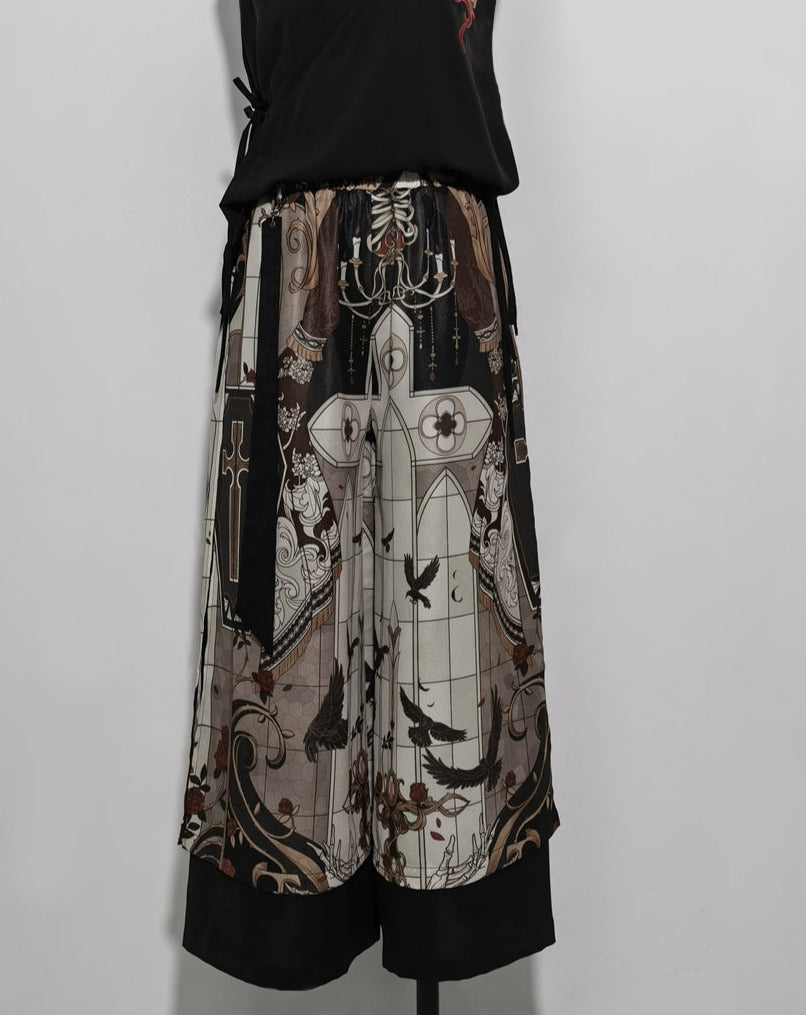 [Pre-order] Dark Night Command Prince Gothic Print Wide Pants