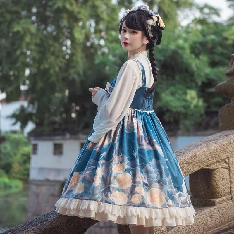 Flower and White Tiger Chinese Lolita Dress
