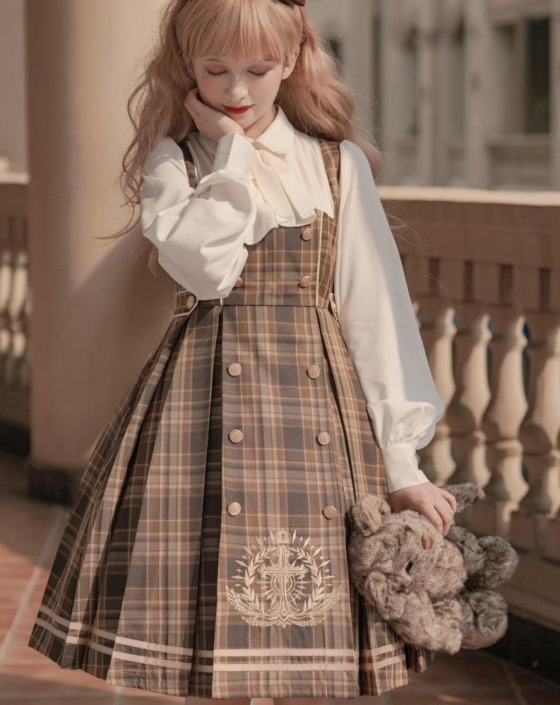 British college layered dress and cloak