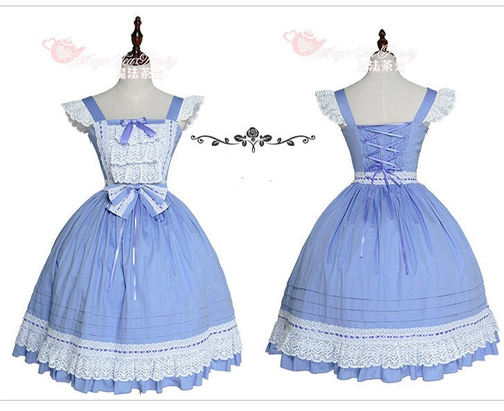 フリルレースのジャンパースカート カチューシャ付 全10色