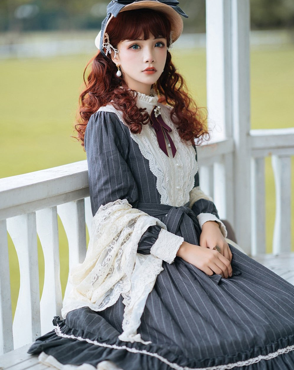 [Pre-order] British Classical Lolita Vertical Striped Dress