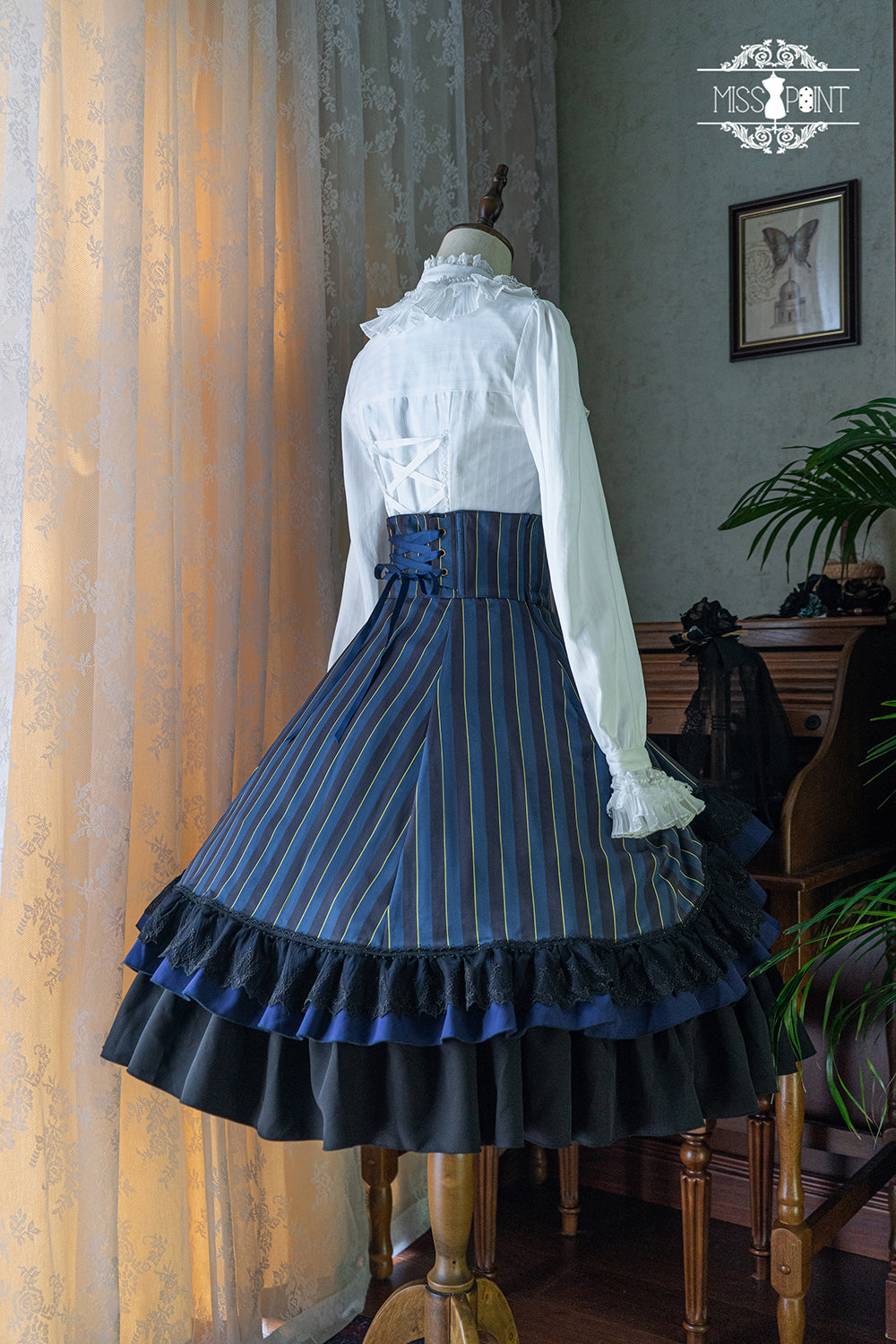 【予約販売】領主貴族のゴスロリ縦縞ハイウエストスカート