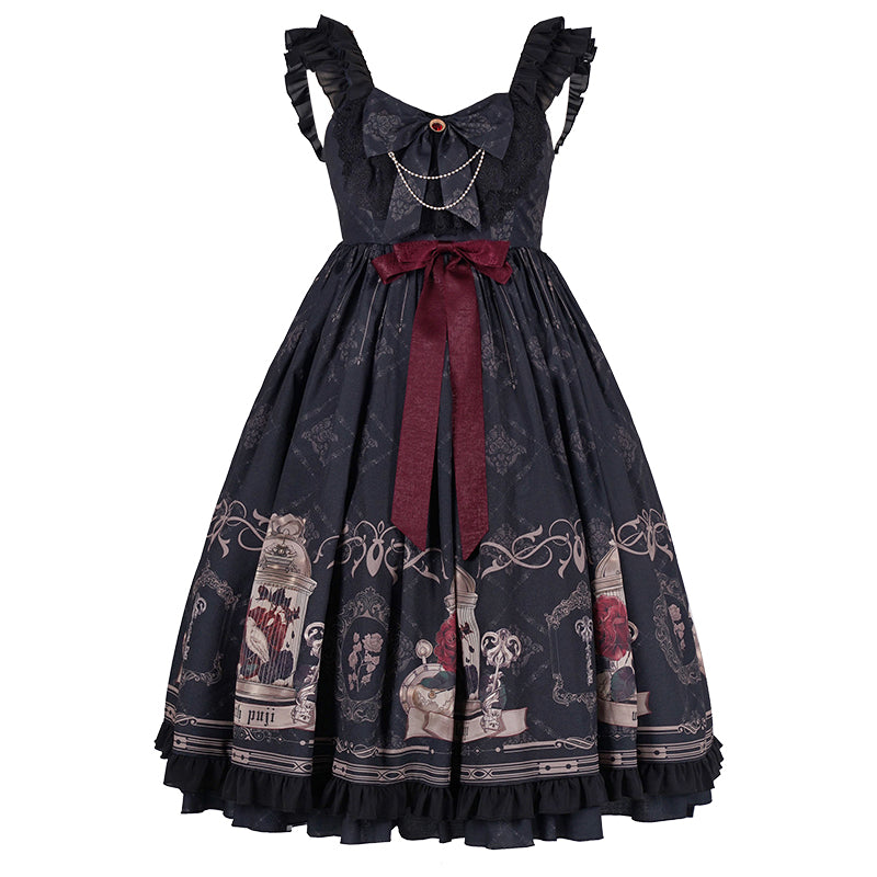 Classic Birdcage Pattern Lolita Jumper Skirt