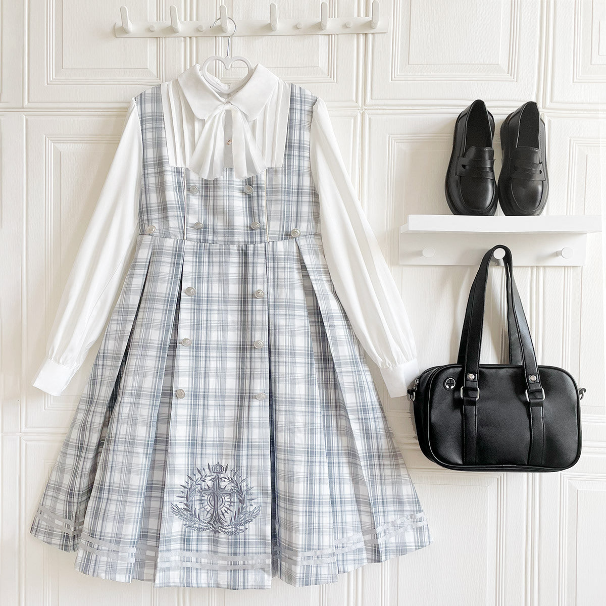 British college layered dress and cloak