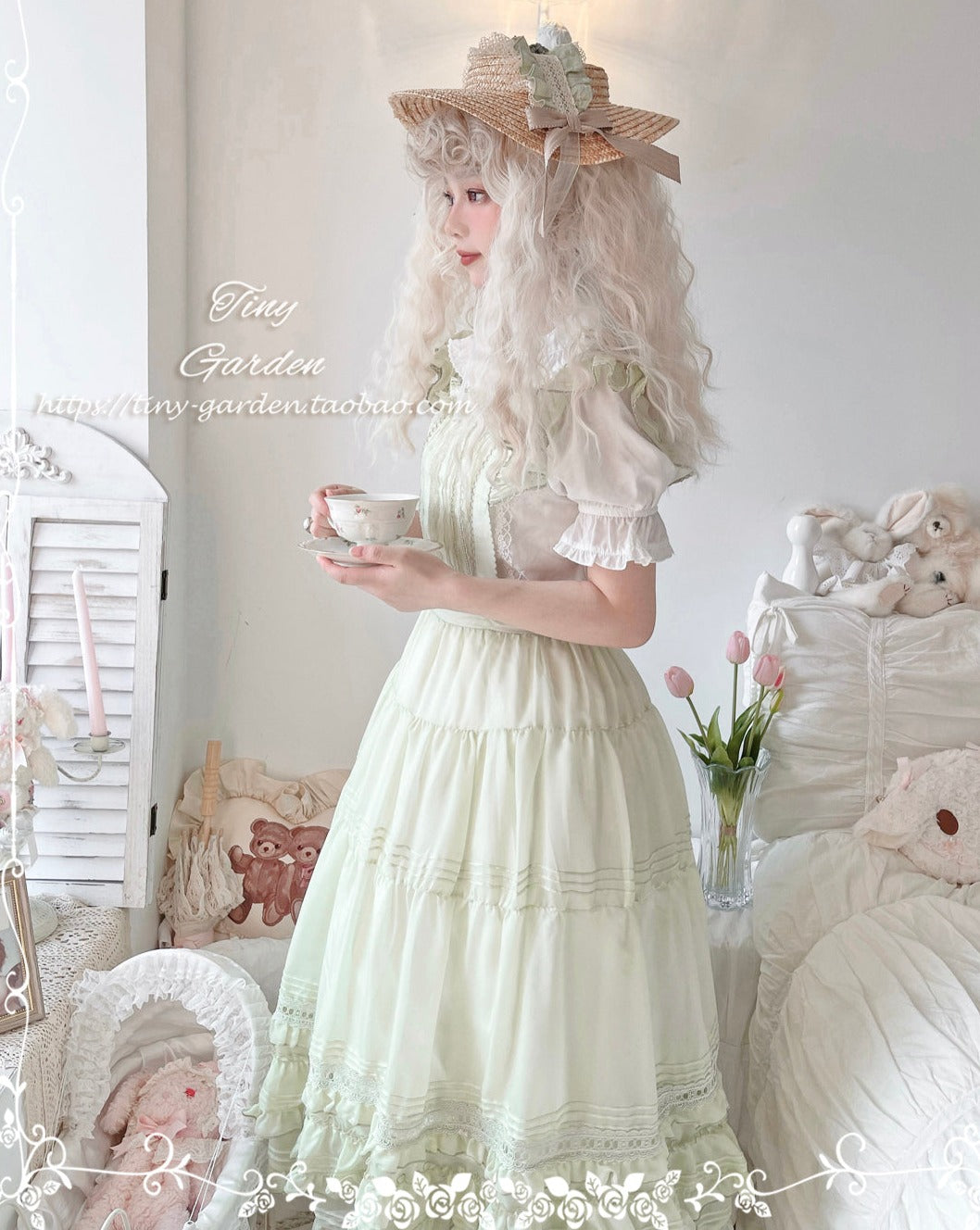 [Outlet] French girly 2way apron skirt [with flared sleeves]