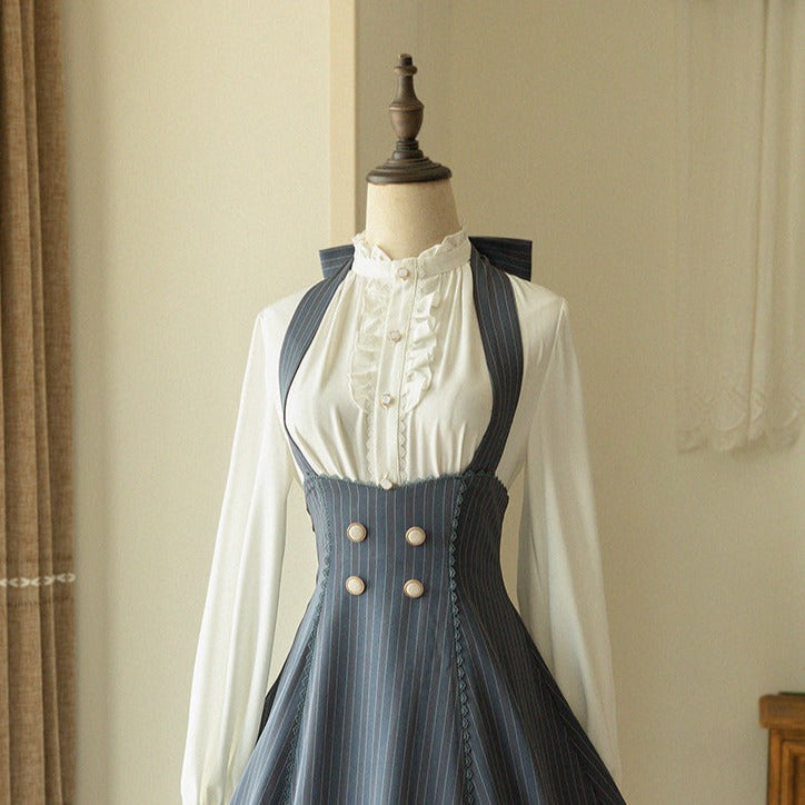 Classical Stand Collar Ribbon Tie Blouse [20% off for combined purchases]