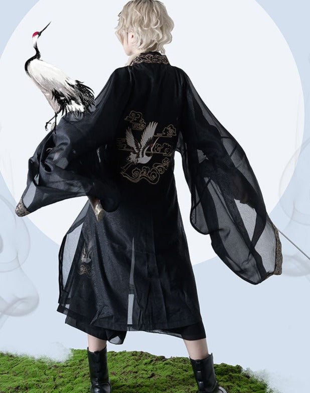 Prince style Crane embroidered flower loli haori