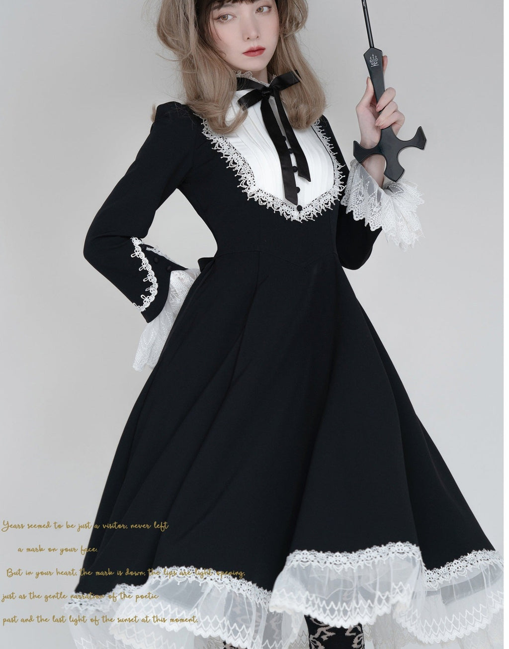 Freya's Fall Classical Lace Sleeve Dress
