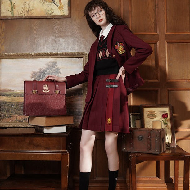 Hogwarts School of Witchcraft and Wizardry Leather Buckle Pleated Skirt