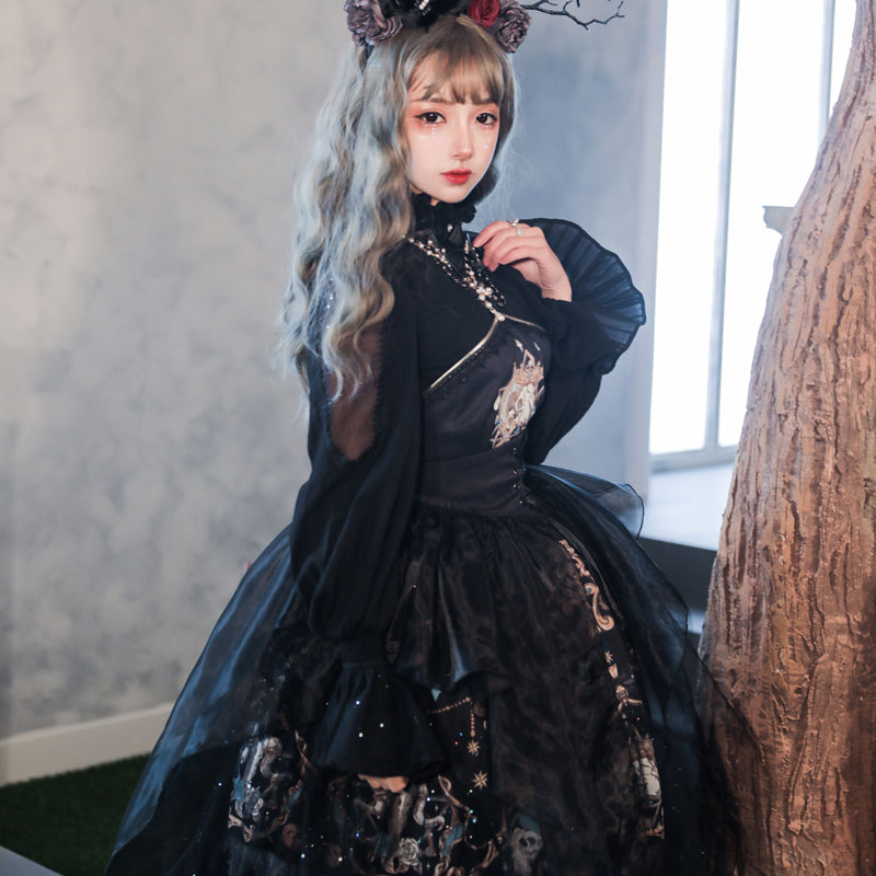 予約販売【セット販売】ゴシック ダークブラックロリータドレス