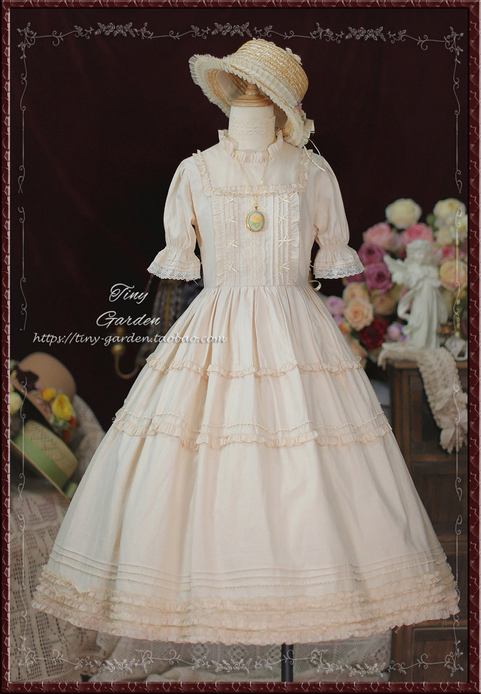 [Reservation sale] Antique ball elegant summer dress round neck type