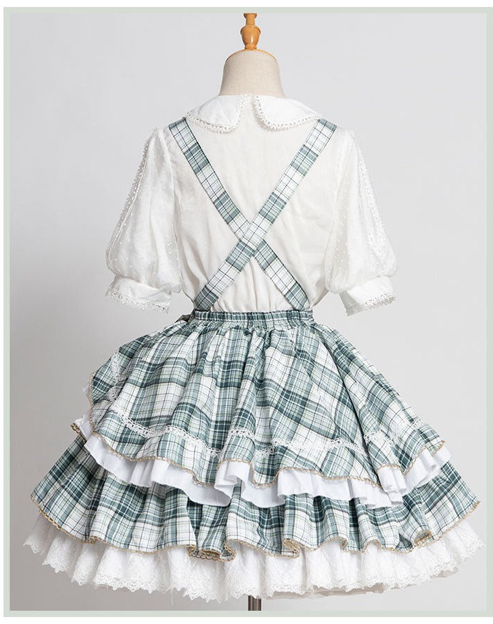 2way apron skirt with idol style frills and checks