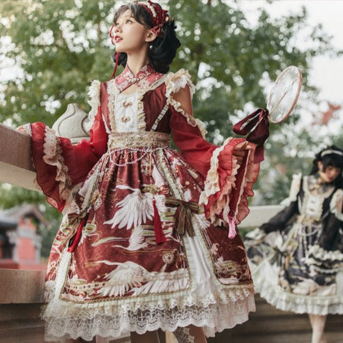 鶴の飛翔 華ロリプリンセスドレス フルセット