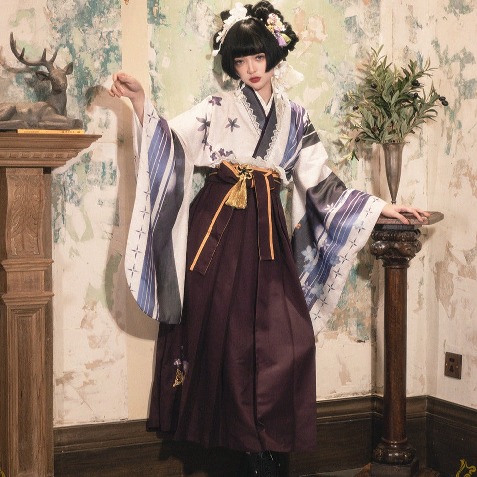 Japanese-style print and lace kimono-style tops [20% off when purchased together]