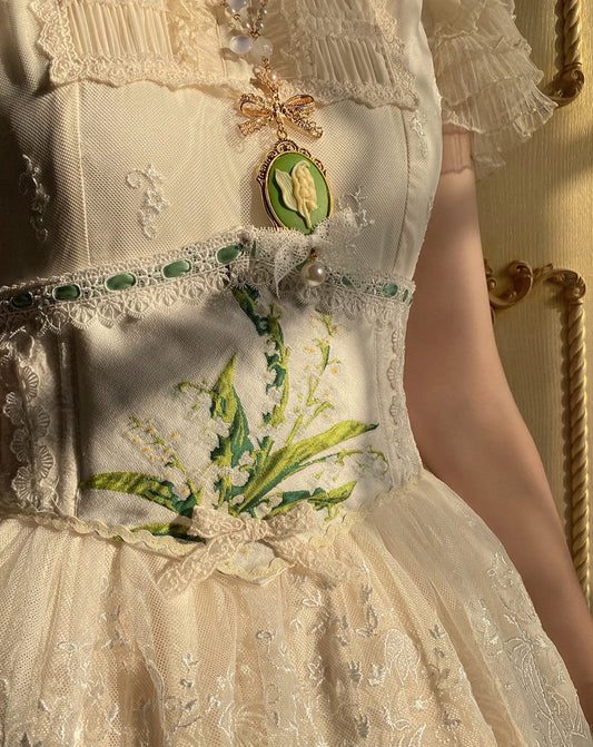 [Simultaneous purchase only] Suzuran flower embroidery bone corset