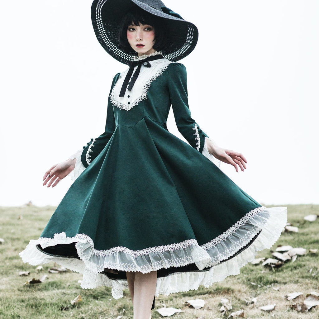 Freya's Fall Classical Lace Sleeve Dress