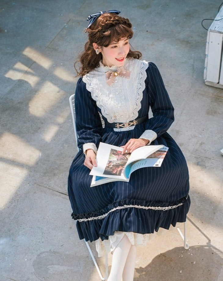 [Pre-order] British Classical Lolita Vertical Striped Dress