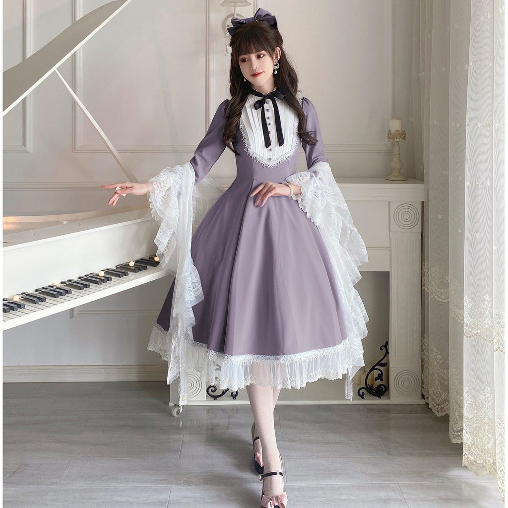 Freya's Fall Classical Lace Sleeve Dress