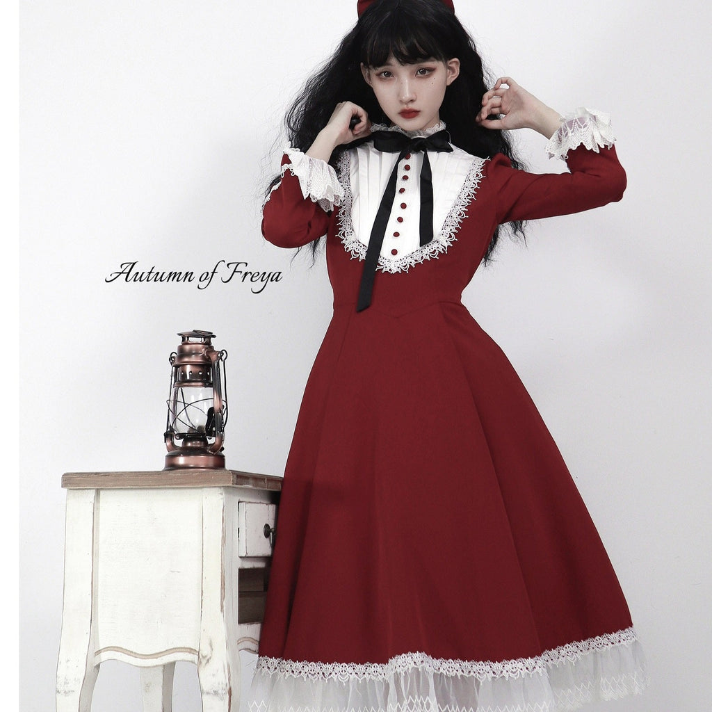Freya's Fall Classical Lace Sleeve Dress