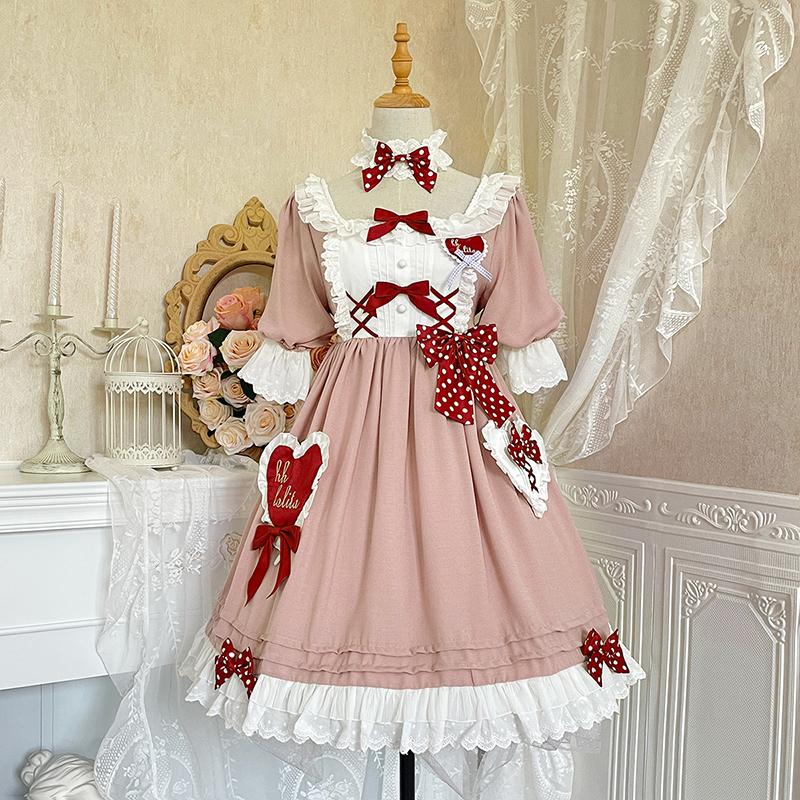 Lovely sweet lolita dress full of hearts and ribbons | Idol costume |