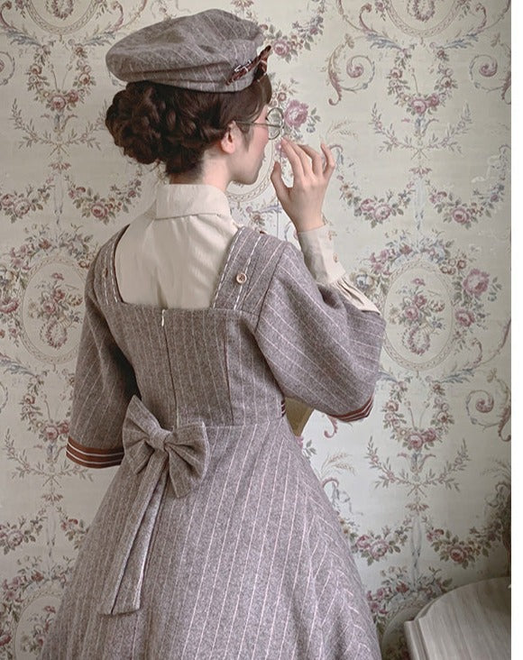 Retro detective dress coat 4-piece set