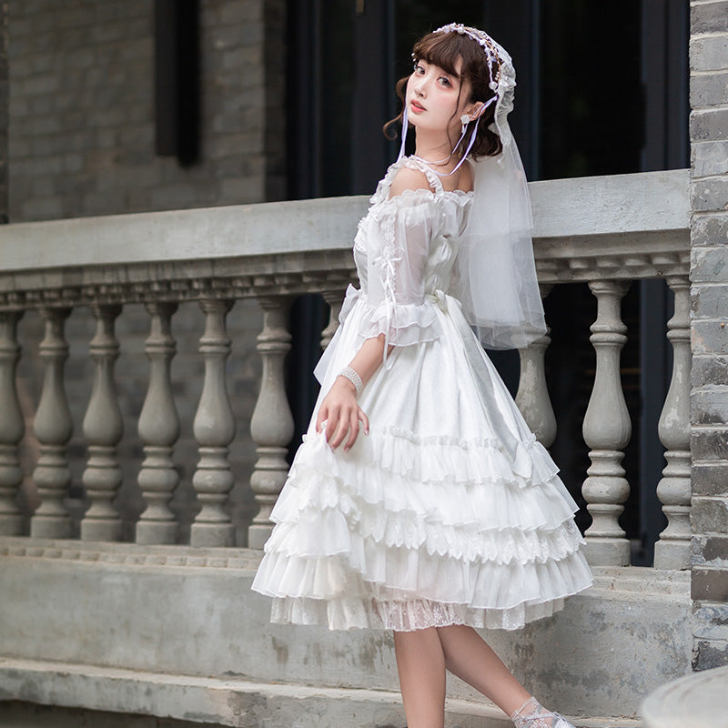 純白レースのドレス - ロリータファッション通販RonRon