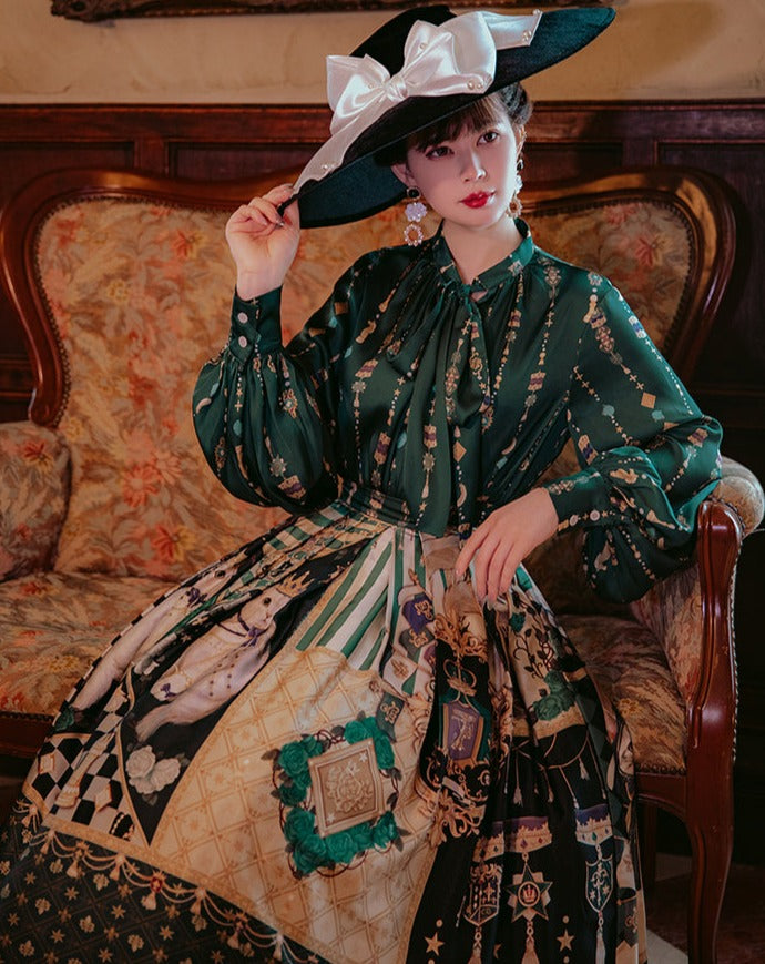 勇者の旅2タイ付プリントブラウス 新色