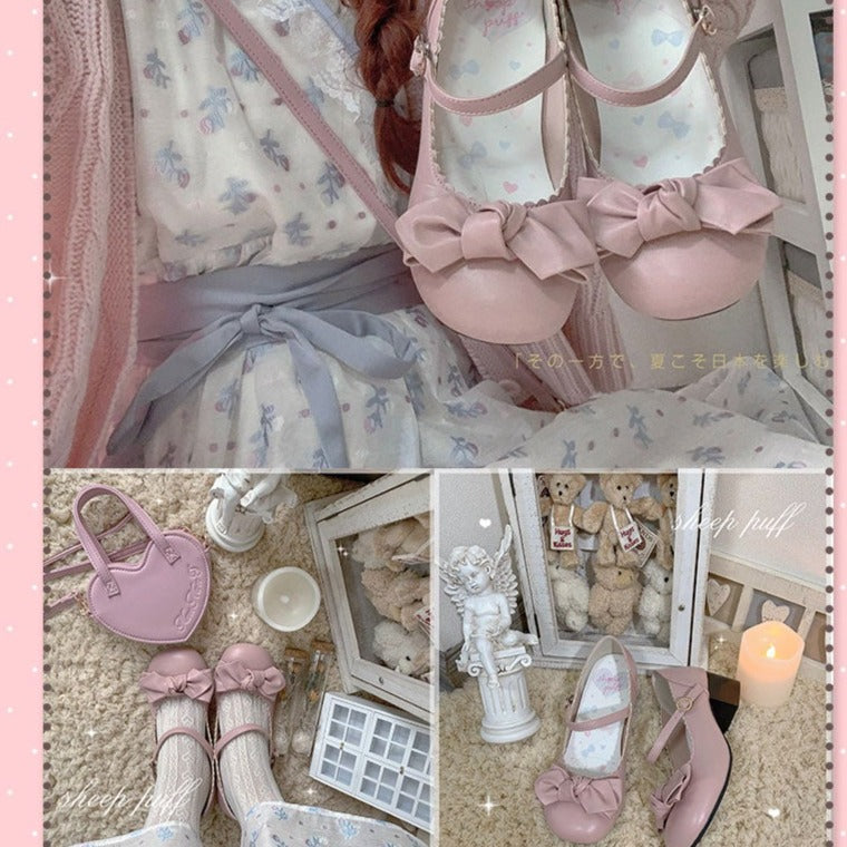 Lolita shoes 8 colors strap shoes with ribbon 4.5 cm heel