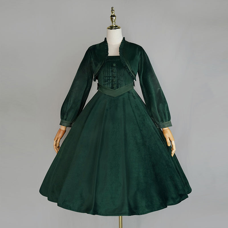 Velvet Fall Color Classical Lolita Jumper Skirt Setup