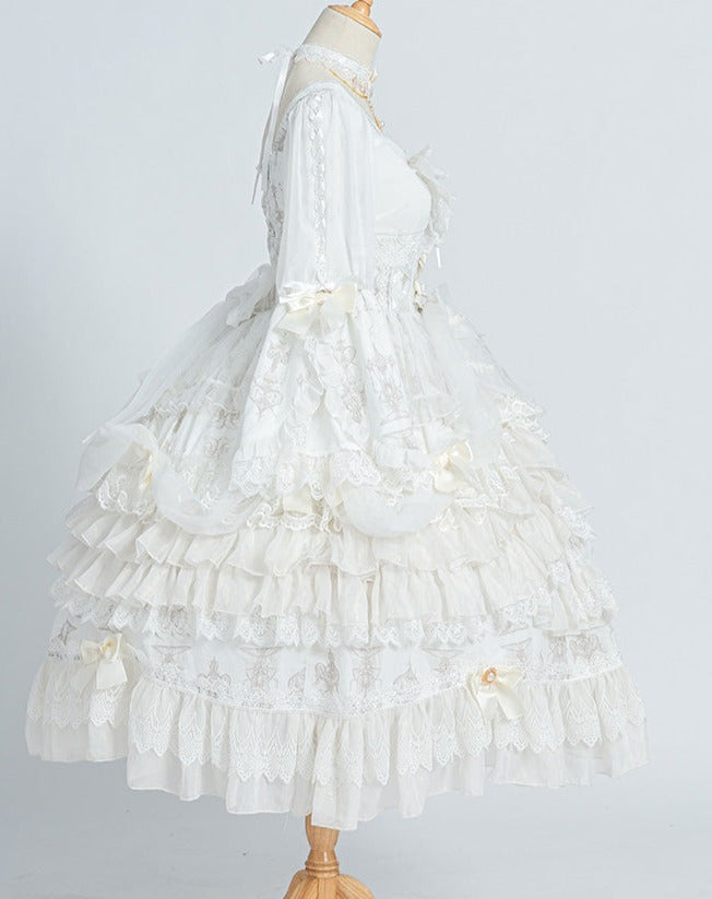 Day and Night Lace and Frill Bride Lolita Dress Full Set
