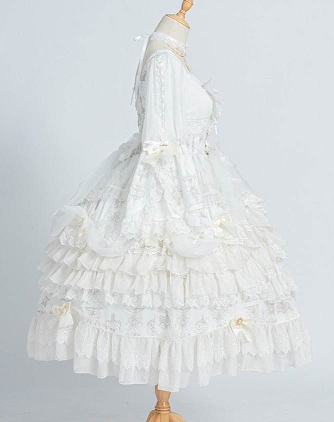 Day and Night Lace and Frill Bride Lolita Dress Full Set
