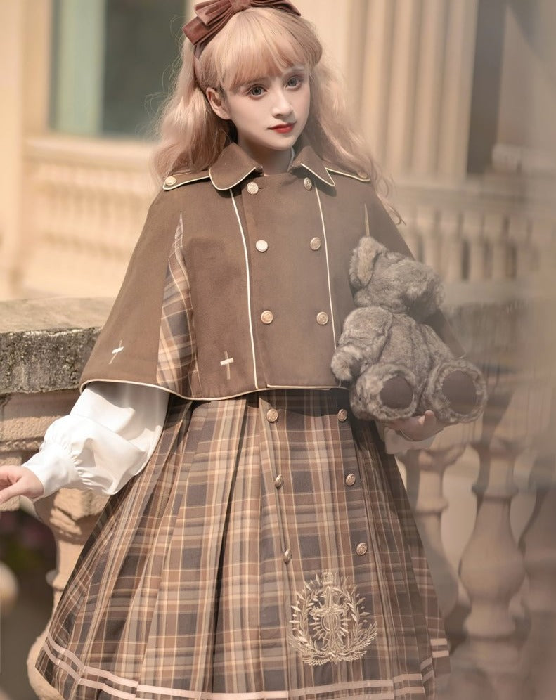 British college layered dress and cloak