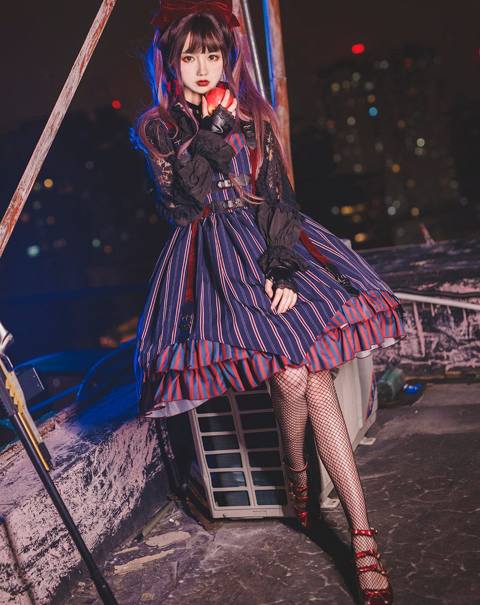 Punk Lolita British Striped Jumper Skirt