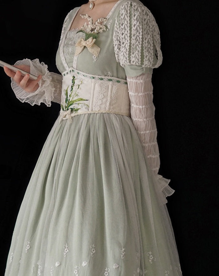 [Simultaneous purchase only] Suzuran flower embroidery bone corset
