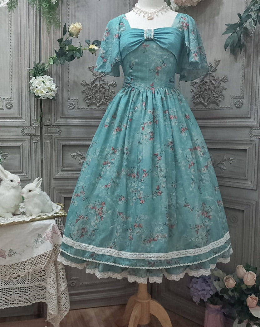 【予約販売】花海棠のフロントリボンクラシカルワンピース