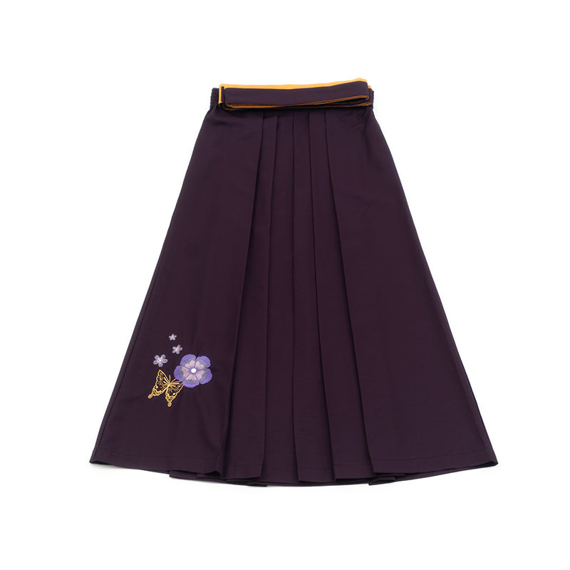 Camellia flower embroidery and butterfly hakama skirt