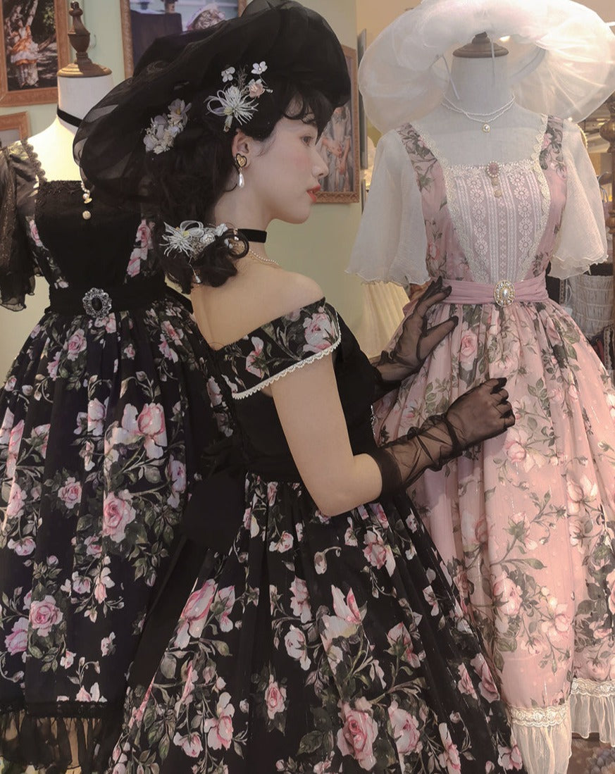 [Pre-order] Rose Garden 2-way design neck classic lolita jumper skirt