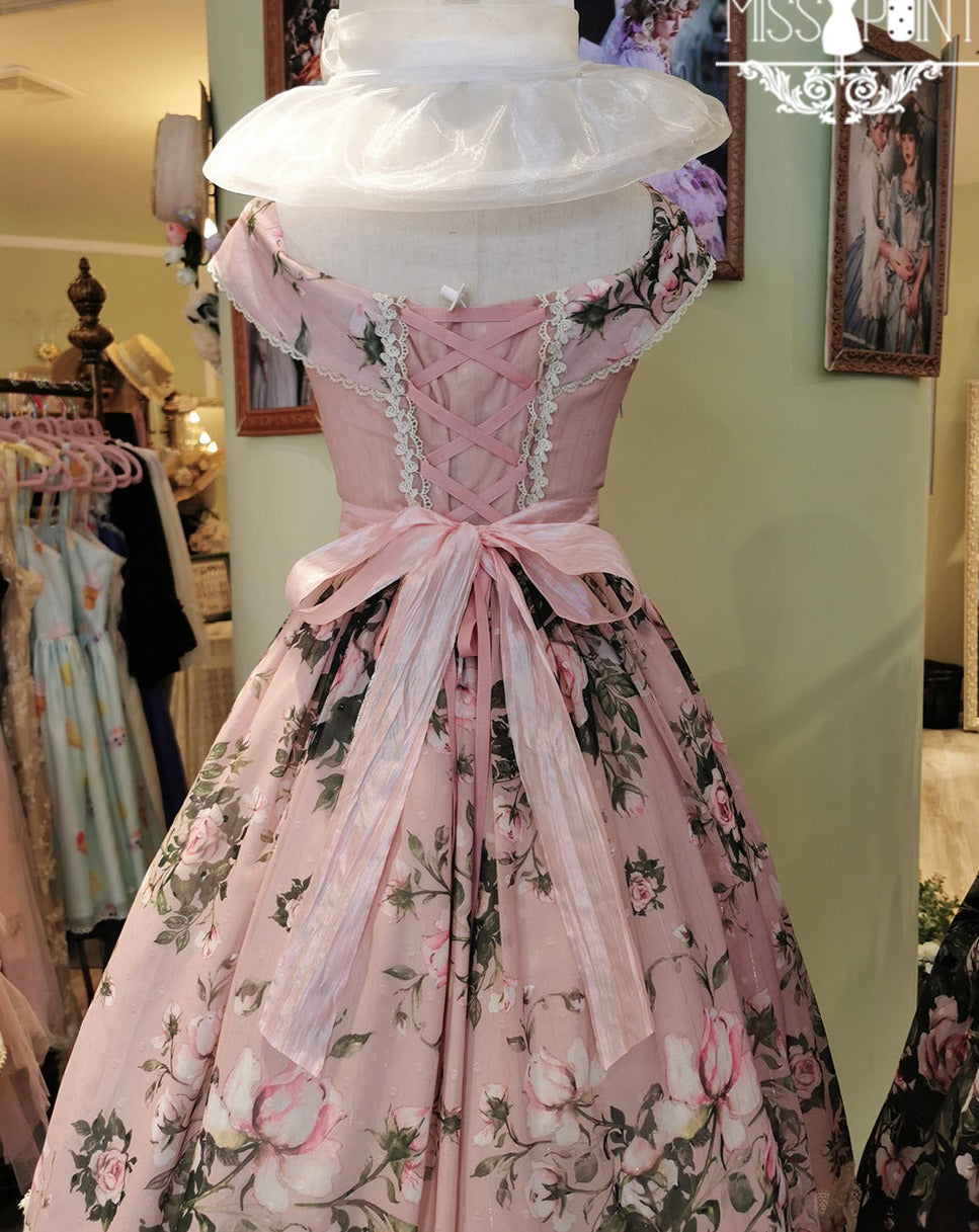 [Pre-order] Rose Garden 2-way design neck classic lolita jumper skirt
