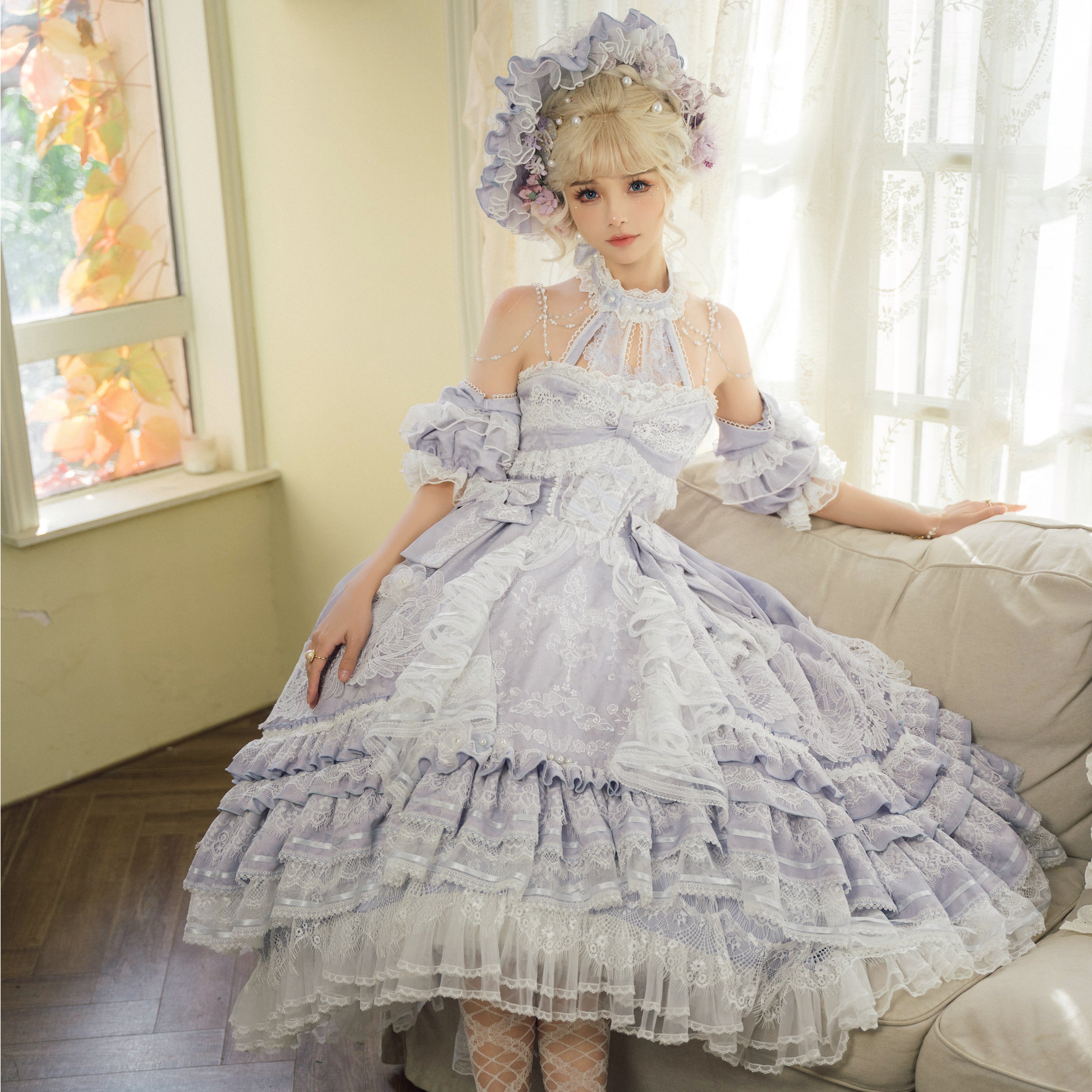Diamond Stardust レースのプリンセスドレス・レースハット付【ホルターネックタイプ】