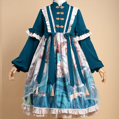 Removable Sleeve Hana Lolita 2WAY Flying Fish Dress