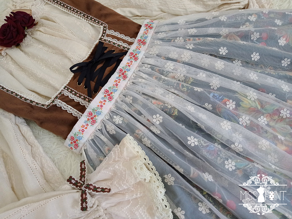 [Pre-order] Bavarian Girl Country-style Jumper Skirt [Long Type]