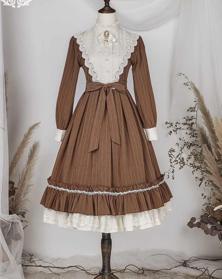[Pre-order] British Classical Lolita Vertical Striped Dress