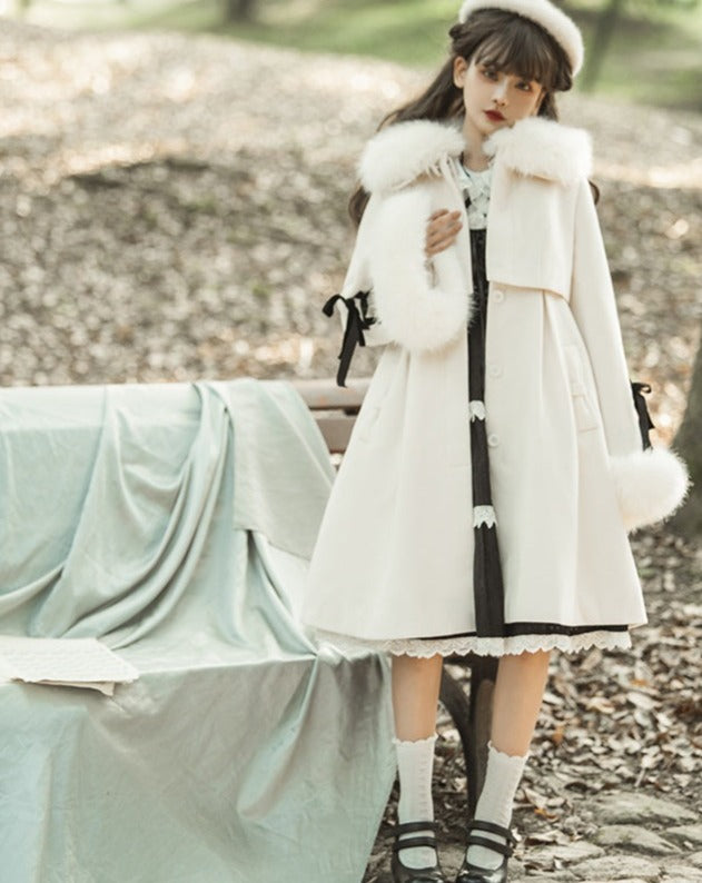 [Outlet] Snow Romance Ribbon Sweet Coat, Ready to Ship, Off White, M Size