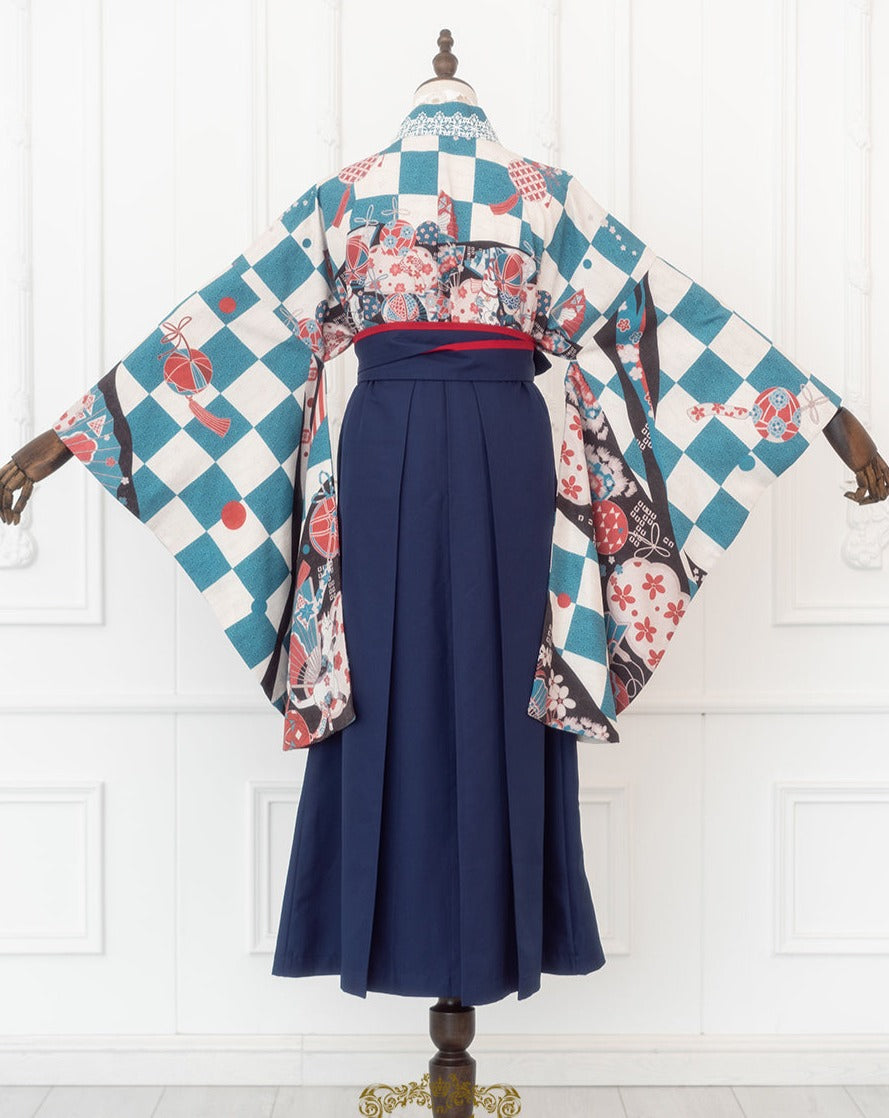 Camellia flower embroidery and butterfly hakama skirt